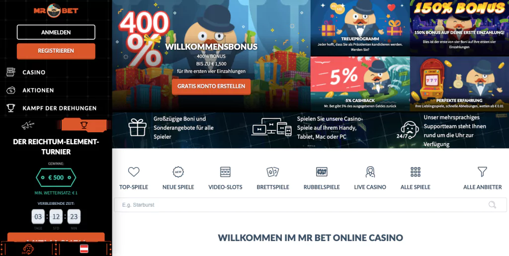 die offizielle webseite des online casinos 