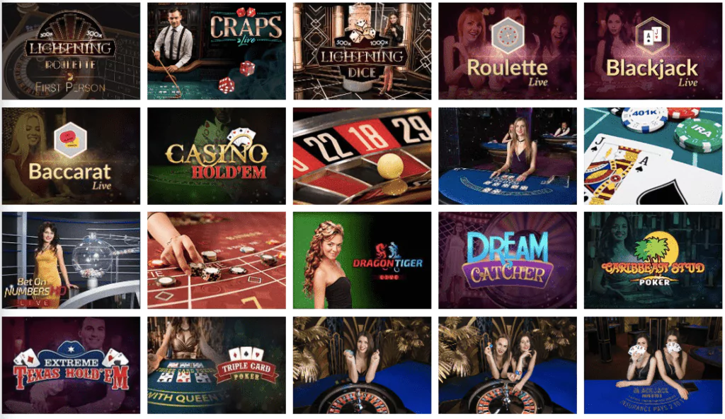 live-casino: viele varianten der bekannten spiele wie roulette, poker, craps, baccarat